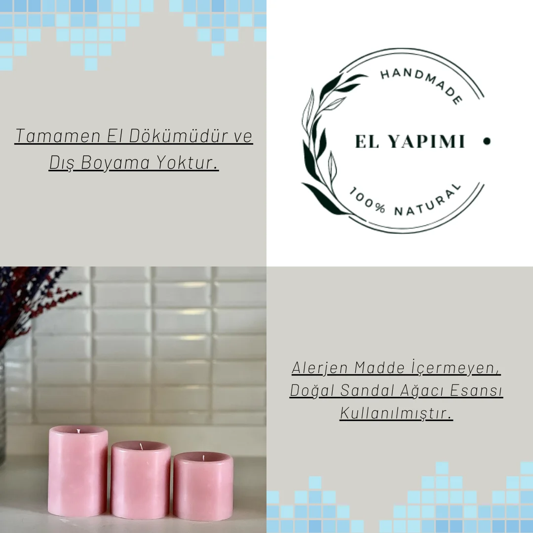 Premium Serisi Kokulu Pembe Silindir Mum - Görsel 3