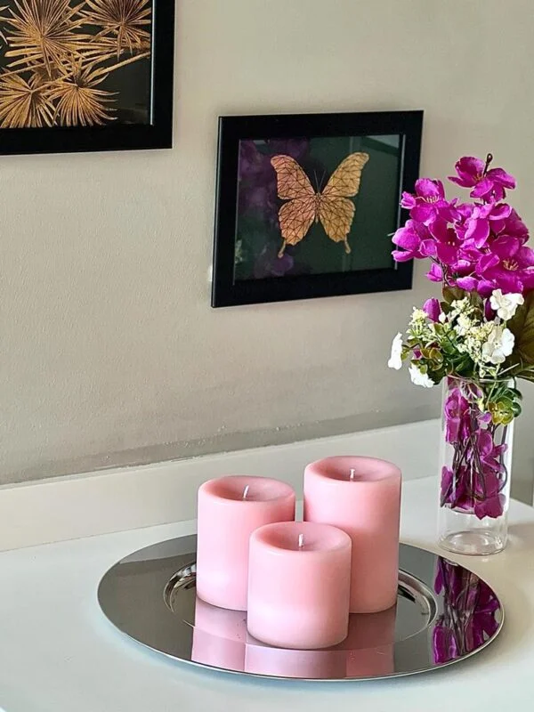 Premium Serisi Kokulu Pembe Silindir Mum