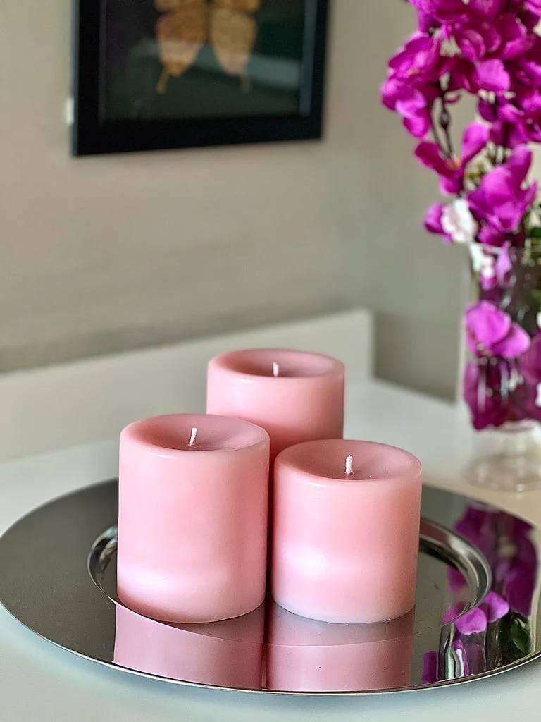 Premium Serisi Kokulu Pembe Silindir Mum - Görsel 2